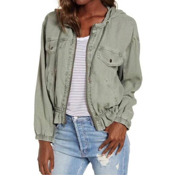 Splendid Green Elasticized Waist Hooded Bohdi Jacket Small Regular Price $198.00 - Picture 1 of 13